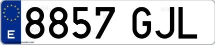 Ejemplo de matrícula española 8857 GJL