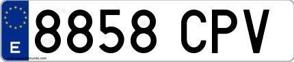 Ejemplo de matrícula española 8858 CPV