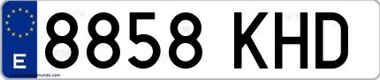 Ejemplo de matrícula española 8858 KHD