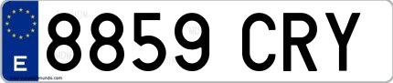 Ejemplo de matrícula española 8859 CRY
