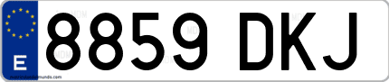 Ejemplo de matrícula de coche ordinaria 8859 DKJ