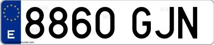 Ejemplo de matrícula española 8860 GJN