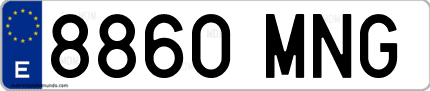 Ejemplo de matrícula de coche ordinaria 8860 MNG