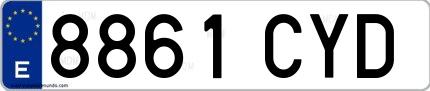 Ejemplo de matrícula española 8861 CYD