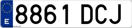Ejemplo de matrícula española 8861 DCJ