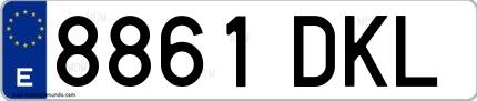 Ejemplo de matrícula española 8861 DKL