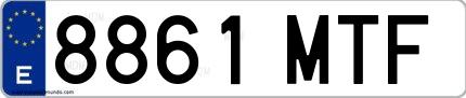Ejemplo de matrícula española 8861 MTF