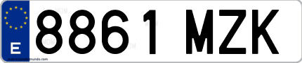 Ejemplo de matrícula de coche ordinaria 8861 MZK