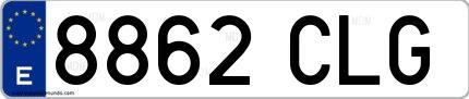 Ejemplo de matrícula española 8862 CLG