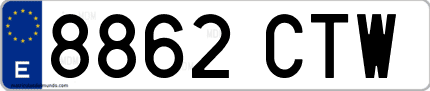 Ejemplo de matrícula de coche ordinaria 8862 CTW