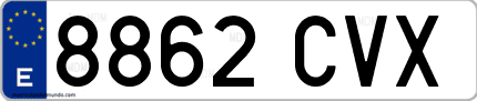 Ejemplo de matrícula de coche ordinaria 8862 CVX