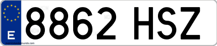 Ejemplo de matrícula de coche ordinaria 8862 HSZ