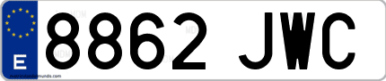 Ejemplo de matrícula de coche ordinaria 8862 JWC