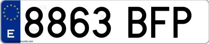 Ejemplo de matrícula española 8863 BFP