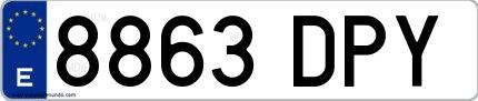 Ejemplo de matrícula española 8863 DPY