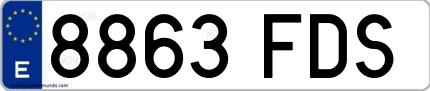Ejemplo de matrícula española 8863 FDS