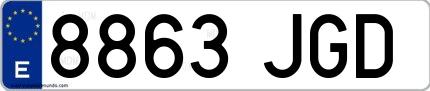 Ejemplo de matrícula española 8863 JGD
