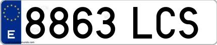 Ejemplo de matrícula española 8863 LCS