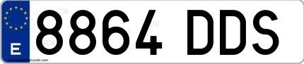 Ejemplo de matrícula española 8864 DDS