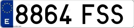 Ejemplo de matrícula española 8864 FSS