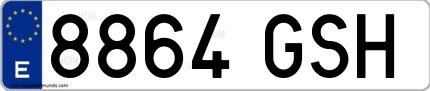 Ejemplo de matrícula española 8864 GSH