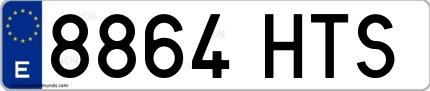 Ejemplo de matrícula española 8864 HTS