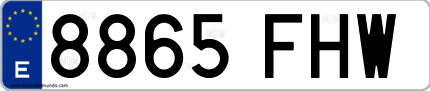 Ejemplo de matrícula de coche ordinaria 8865 FHW