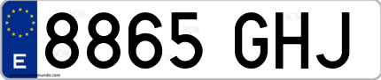 Ejemplo de matrícula de coche ordinaria 8865 GHJ