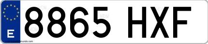 Ejemplo de matrícula española 8865 HXF