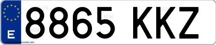Ejemplo de matrícula española 8865 KKZ