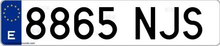 Ejemplo de matrícula española 8865 NJS