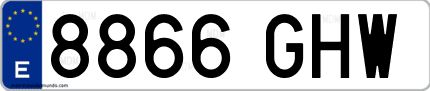 Ejemplo de matrícula de coche ordinaria 8866 GHW