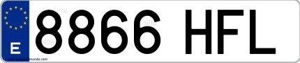 Ejemplo de matrícula española 8866 HFL