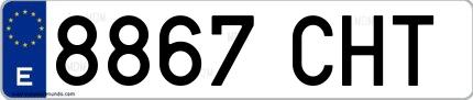 Ejemplo de matrícula española 8867 CHT