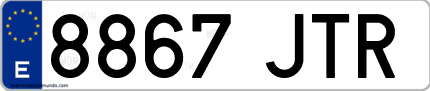 Ejemplo de matrícula de coche ordinaria 8867 JTR