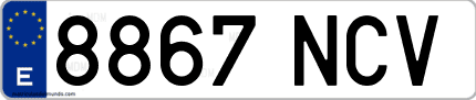 Ejemplo de matrícula de coche ordinaria 8867 NCV