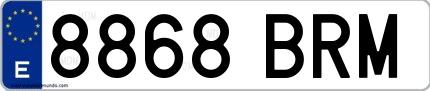 Ejemplo de matrícula española 8868 BRM