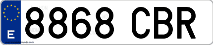Ejemplo de matrícula de coche ordinaria 8868 CBR