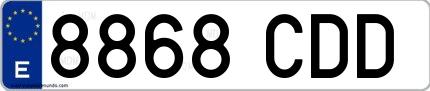 Ejemplo de matrícula española 8868 CDD