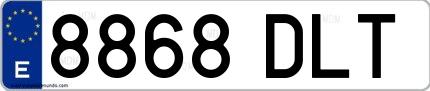 Ejemplo de matrícula española 8868 DLT