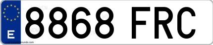 Ejemplo de matrícula española 8868 FRC