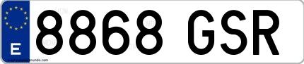 Ejemplo de matrícula española 8868 GSR