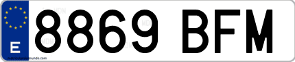 Ejemplo de matrícula de coche ordinaria 8869 BFM