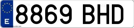 Ejemplo de matrícula española 8869 BHD