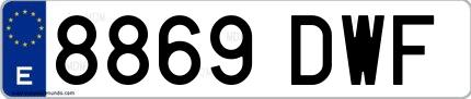 Ejemplo de matrícula española 8869 DWF