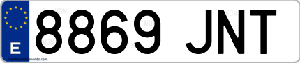 Ejemplo de matrícula de coche ordinaria 8869 JNT