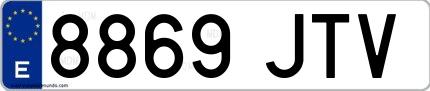 Ejemplo de matrícula española 8869 JTV
