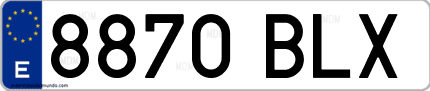 Ejemplo de matrícula de coche ordinaria 8870 BLX