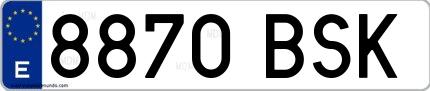 Ejemplo de matrícula española 8870 BSK