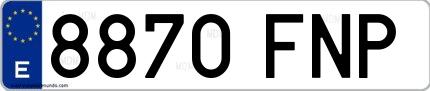 Ejemplo de matrícula española 8870 FNP